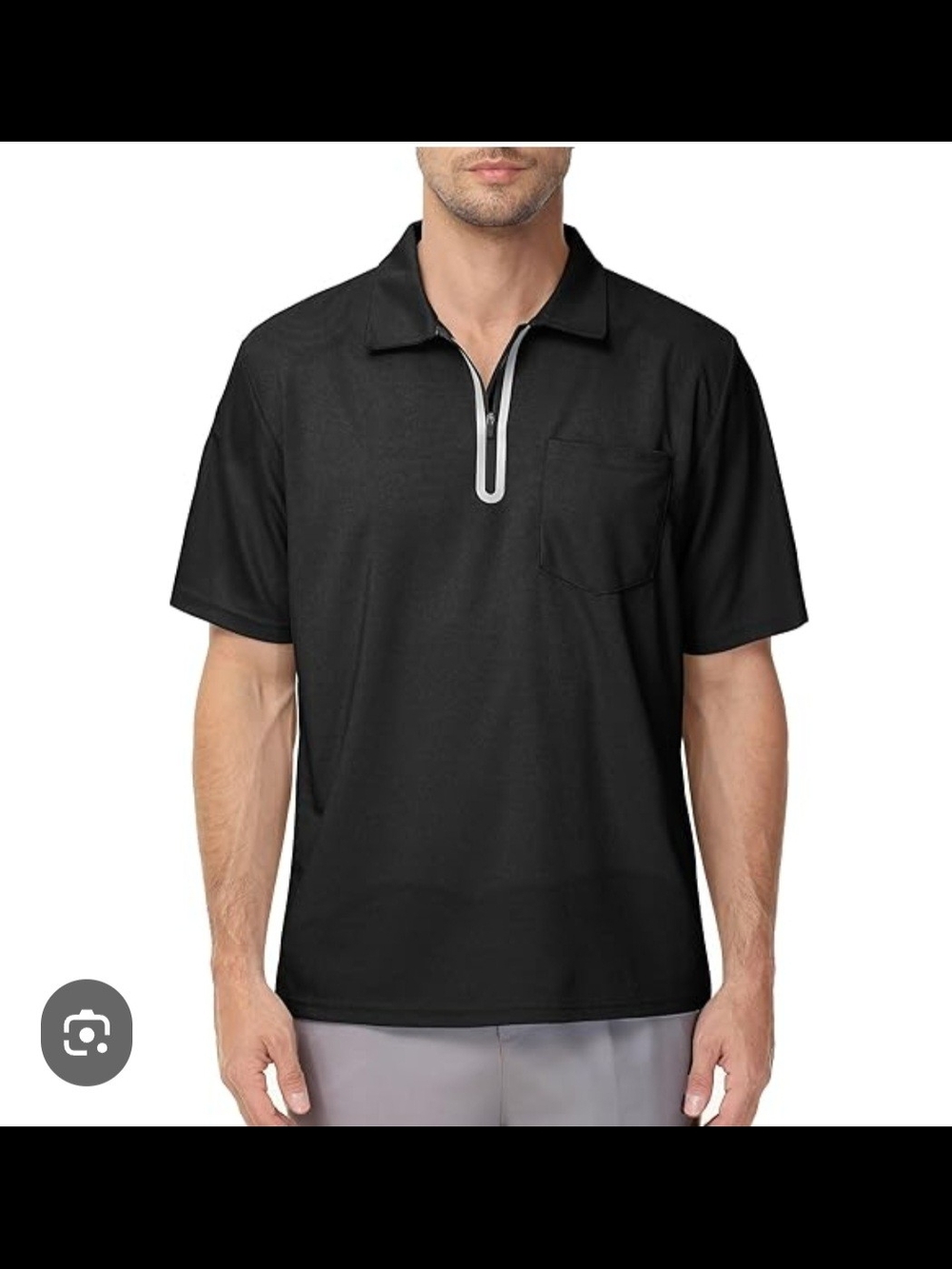 Men's Black Zip-Front Short Sleeve Polo NWT